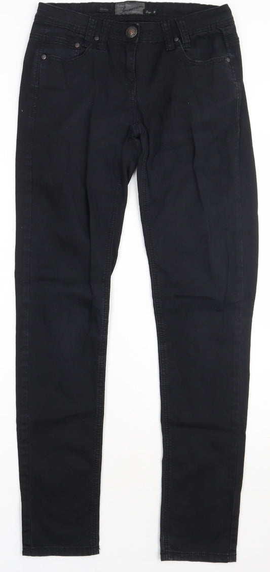 bliss Womens Black  Cotton Straight Jeans Size 8 L32 in Regular Button