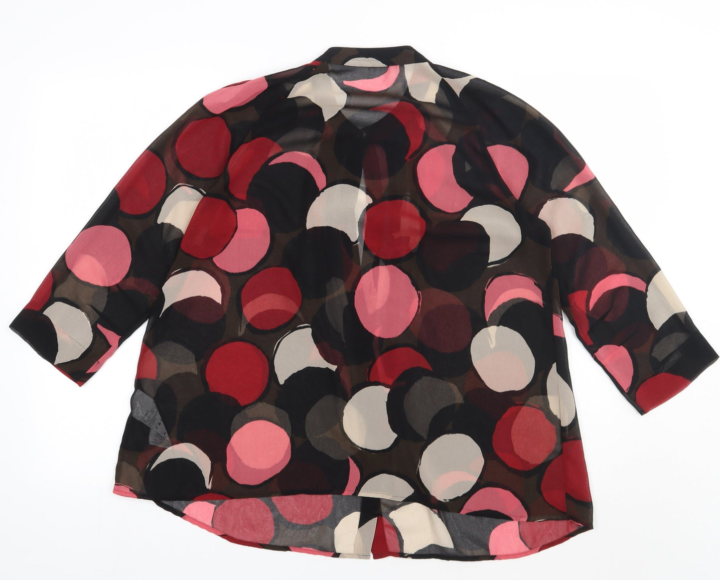 Sisley Womens Pink Geometric Polyester Basic Button-Up Size S Crew Neck