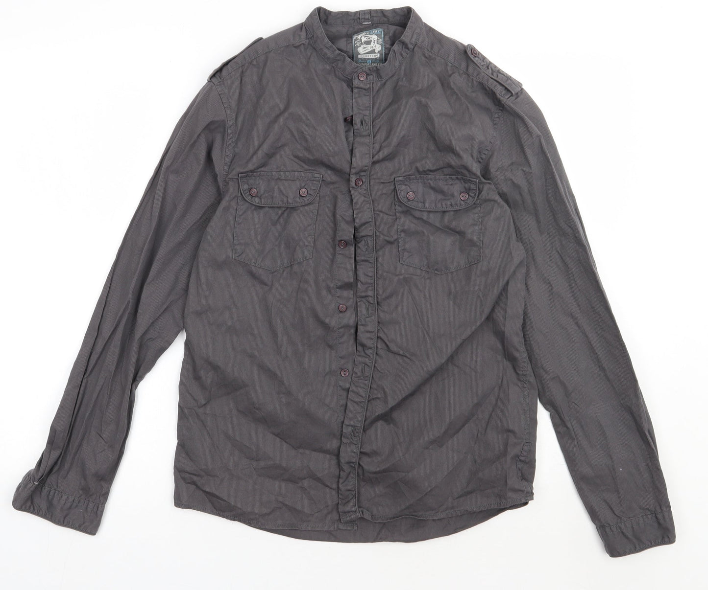 Burton Mens Grey  Cotton  Button-Up Size S Crew Neck Button