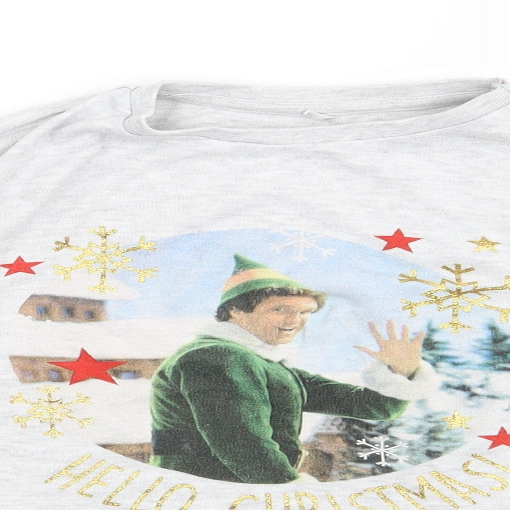 George Boys Grey  Cotton Basic Casual Size 7-8 Years Crew Neck Pullover - Elf Christmas