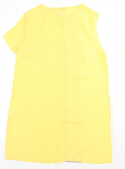 SheIn Womens Yellow Striped Polyester A-Line  Size S  Crew Neck Pullover - Sparkly