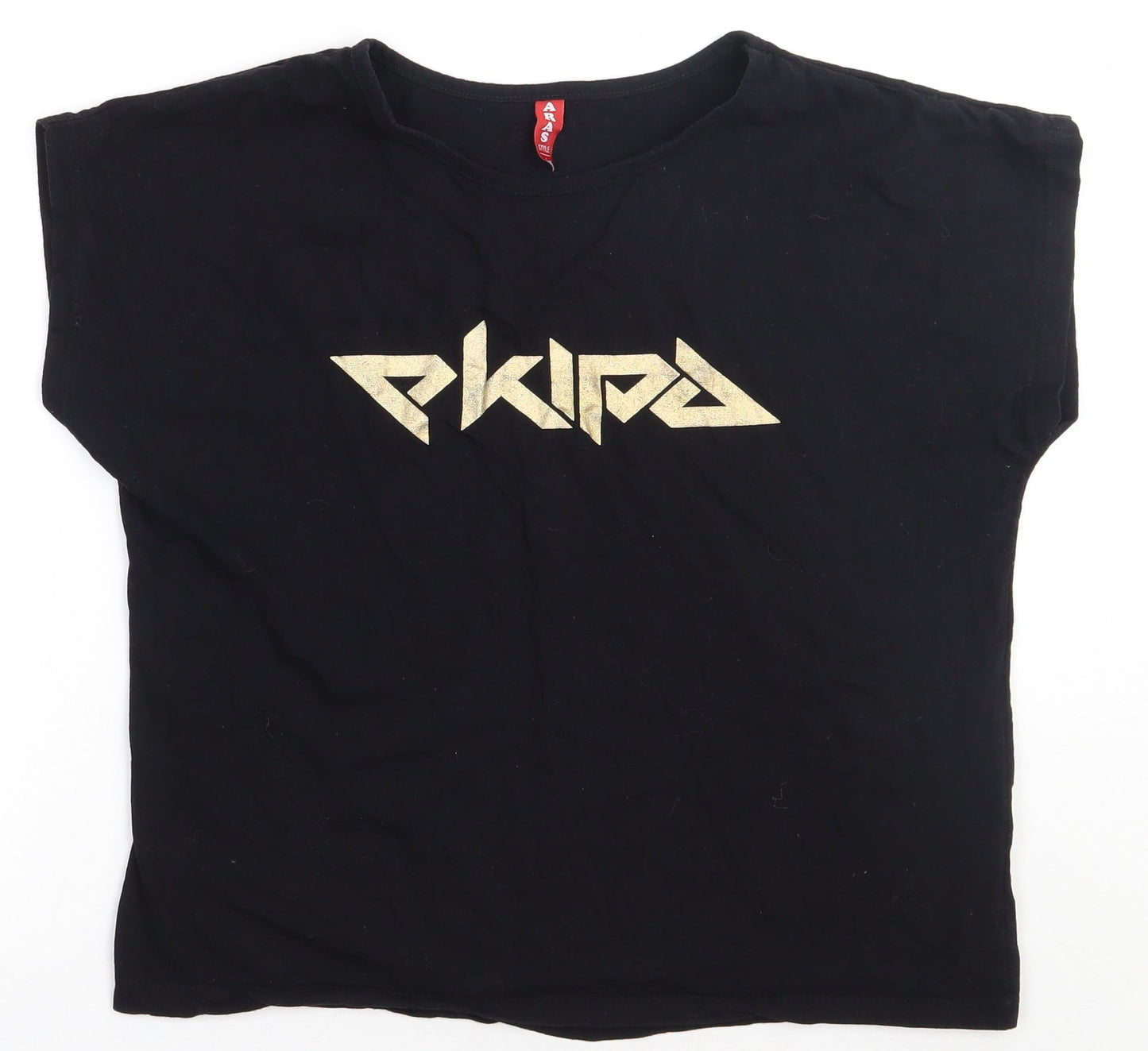arass style Womens Black  Cotton Basic T-Shirt Size L Crew Neck