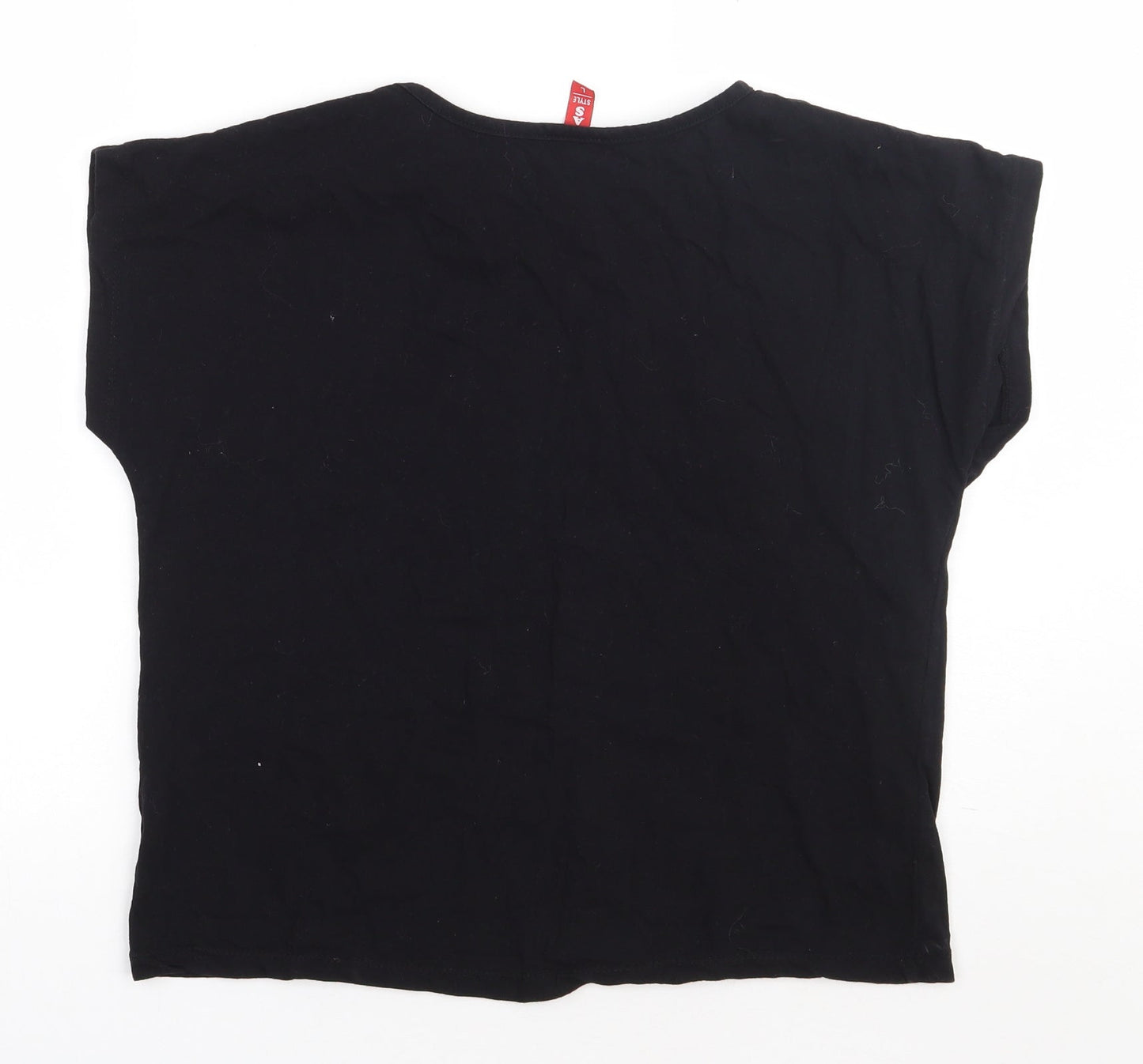 arass style Womens Black  Cotton Basic T-Shirt Size L Crew Neck