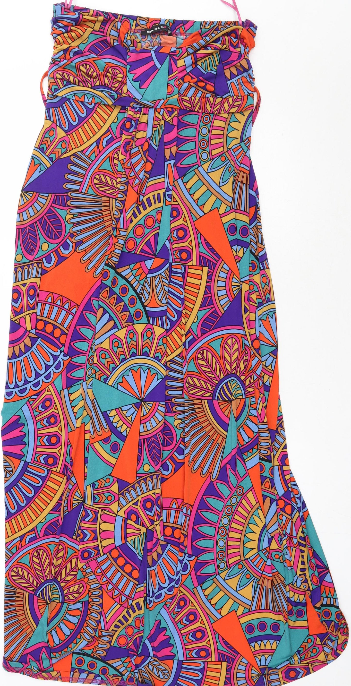 sel3ct Womens Multicoloured Geometric Polyester A-Line  Size 12  Off the Shoulder Pullover