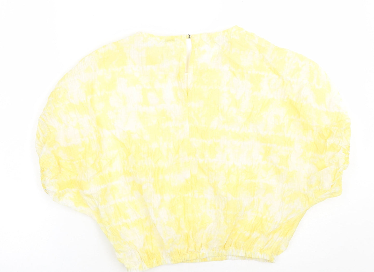 River Island Womens Yellow  Viscose Cropped Blouse Size 8 Crew Neck