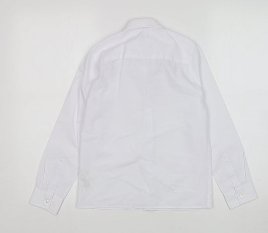 M&S Girls White  Cotton Basic Button-Up Size 9-10 Years Collared