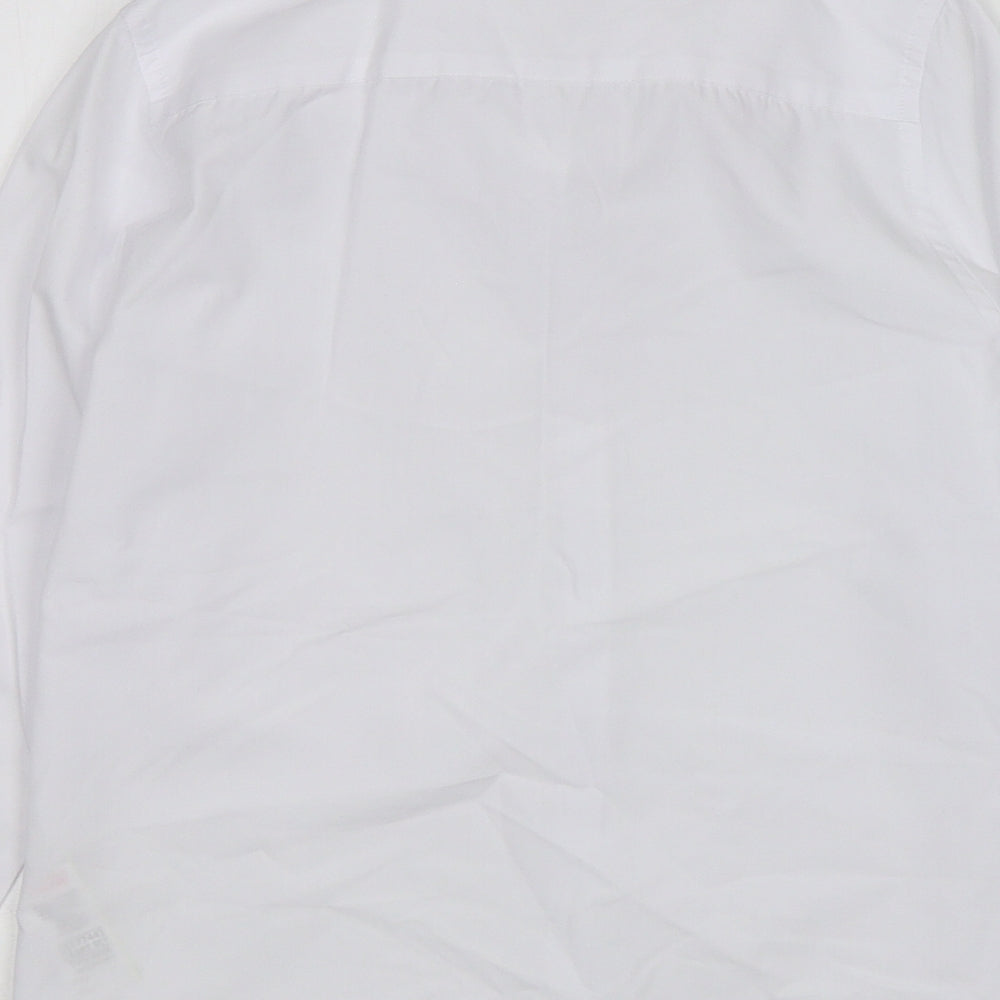 M&S Girls White  Cotton Basic Button-Up Size 9-10 Years Collared