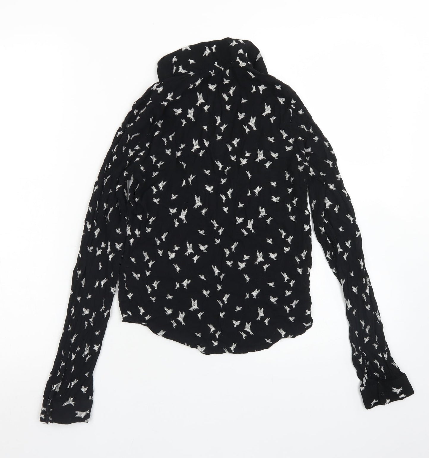 Divided Womens Black Floral Viscose Basic Blouse Size 6 V-Neck