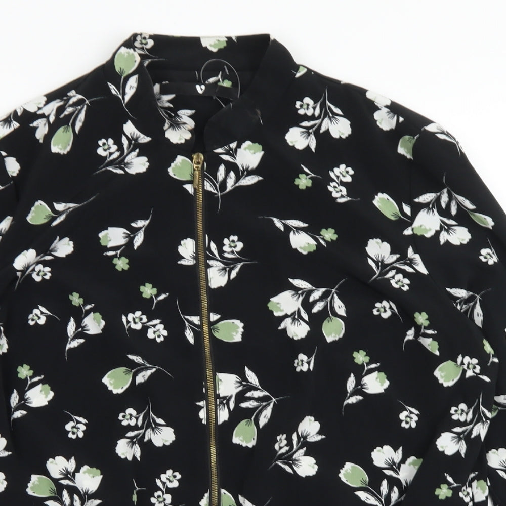 V by Very Womens Black Floral  Jacket  Size 12  Zip