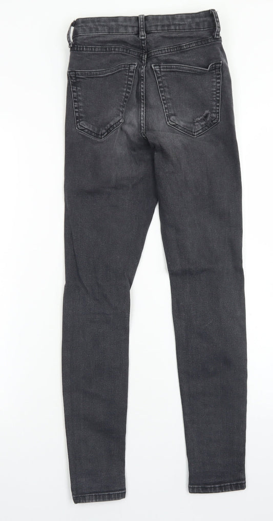 Topshop Womens Black  Cotton Skinny Jeans Size 25 in L32 in Regular Button