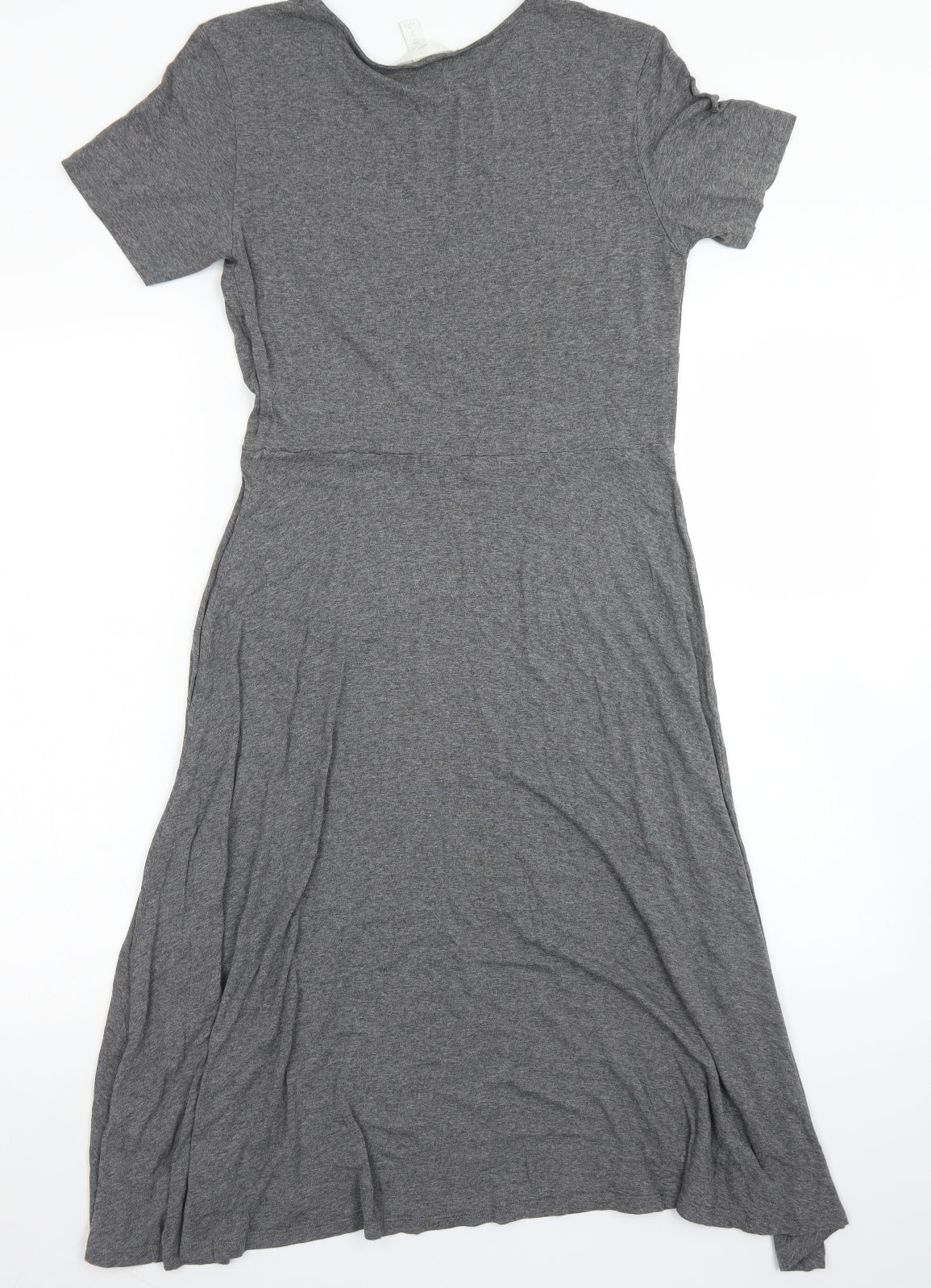 H&M Womens Grey  Viscose Skater Dress  Size M  Crew Neck