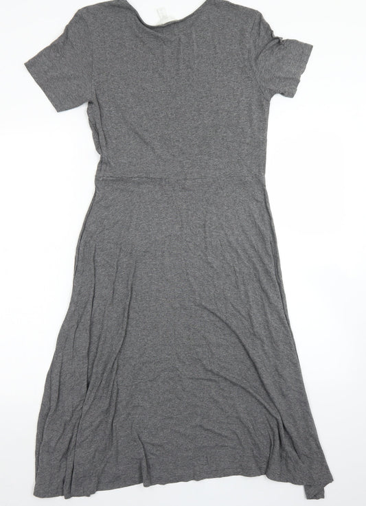H&M Womens Grey  Viscose Skater Dress  Size M  Crew Neck