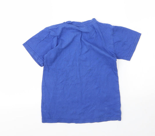 Preworn Boys Blue  Cotton Basic T-Shirt Size 4 Years Round Neck