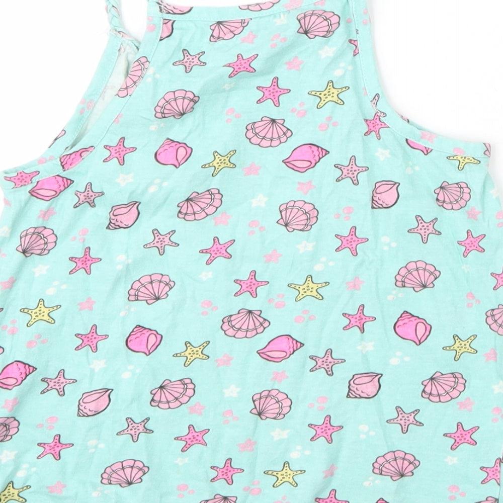 Primark Girls Green Floral Cotton Camisole Blouse Size 7 Years Round Neck