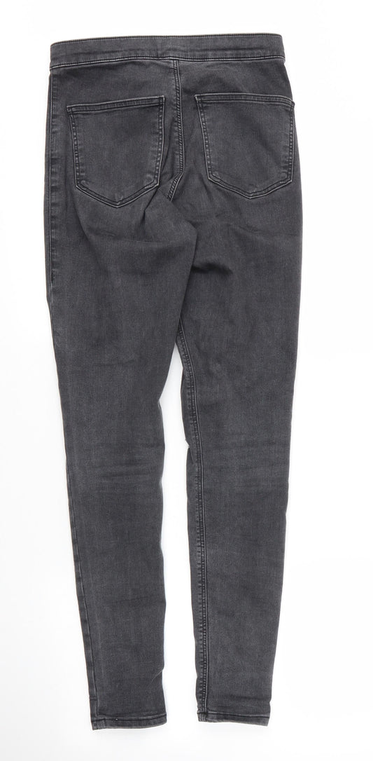 Topshop Womens Grey  Cotton Skinny Jeans Size 28 in L28 in Regular Zip