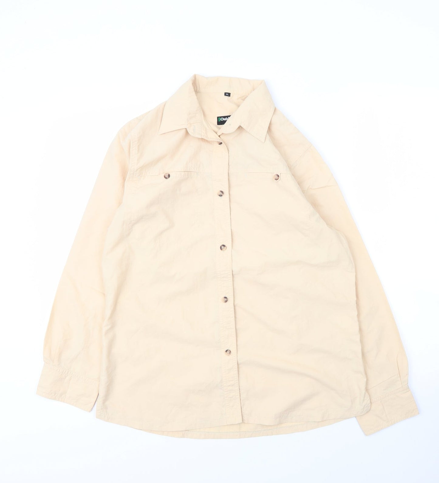 Outdoors Mens Beige  Nylon  Button-Up Size M V-Neck Button