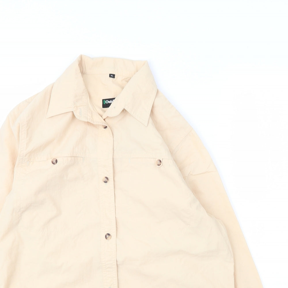 Outdoors Mens Beige  Nylon  Button-Up Size M V-Neck Button