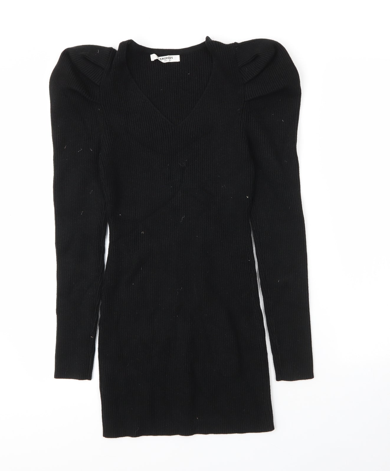Glamorous Womens Black  Viscose Bodycon  Size 10  V-Neck