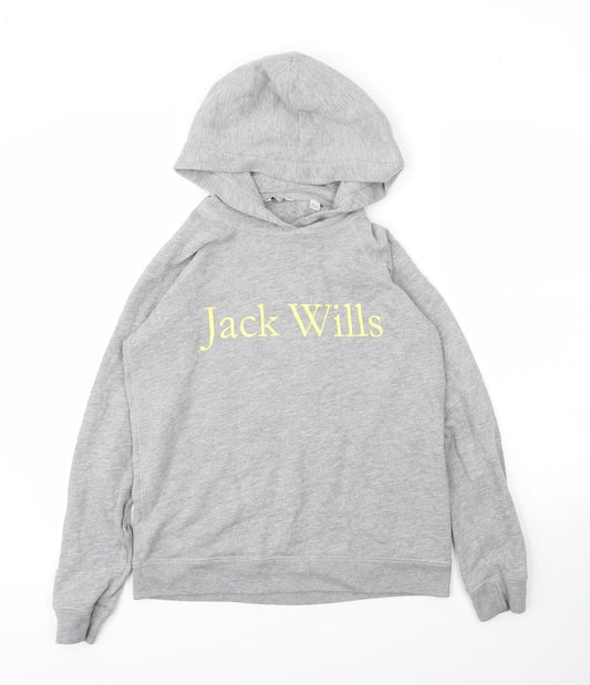 Jack Wills Womens Grey  Cotton Pullover Hoodie Size 6