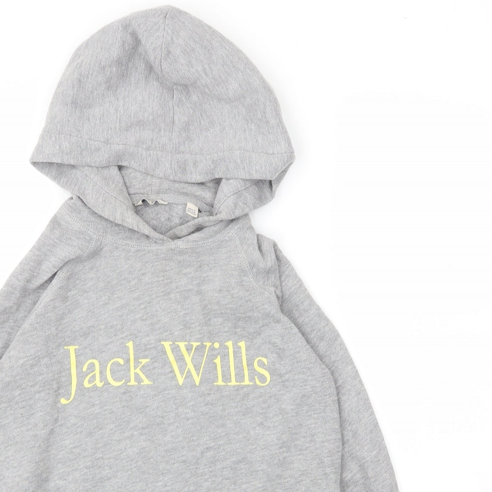 Jack Wills Womens Grey  Cotton Pullover Hoodie Size 6