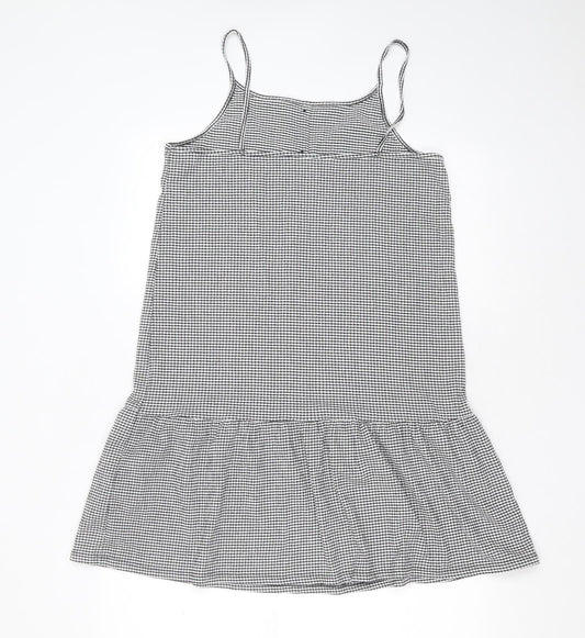 Primark Girls Black Check Polyester Trapeze & Swing  Size 14-15 Years  Round Neck