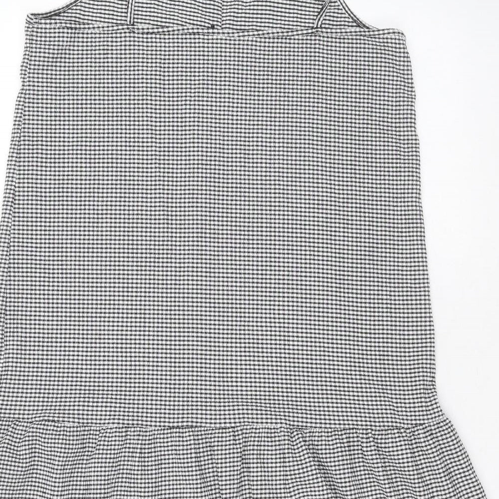Primark Girls Black Check Polyester Trapeze & Swing  Size 14-15 Years  Round Neck