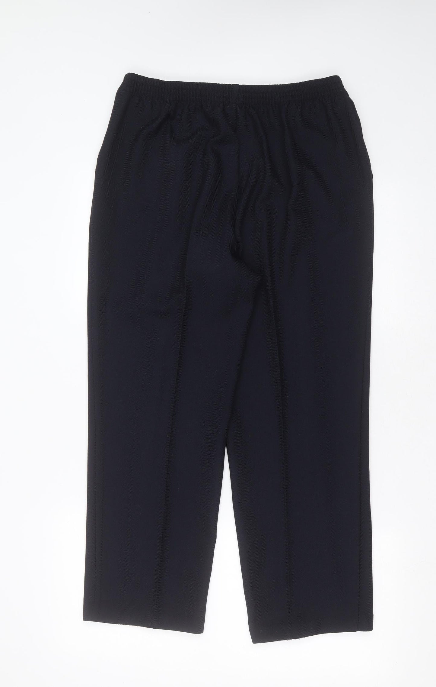 Marks and Spencer Womens Blue Herringbone Polyester Trousers  Size 14 L26 in Regular  - short Leg