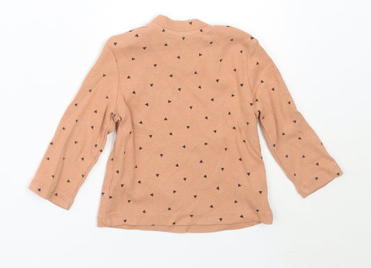 Primark Girls Beige  Cotton Basic T-Shirt Size 6-9 Months Round Neck
