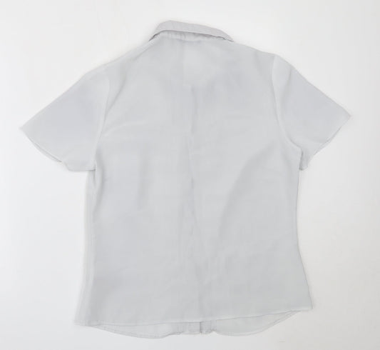 BM Collection Womens Grey  Polyester Basic Button-Up Size 12 Collared