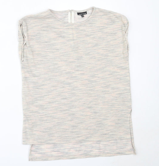 Warehouse Womens Ivory  Polyester Basic T-Shirt Size 10 Round Neck