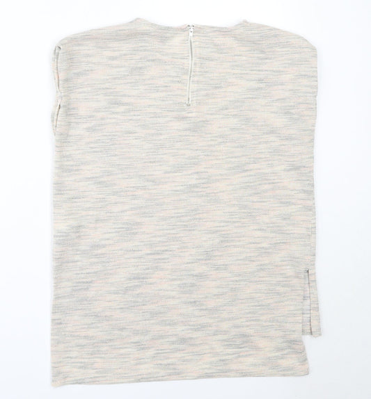 Warehouse Womens Ivory  Polyester Basic T-Shirt Size 10 Round Neck