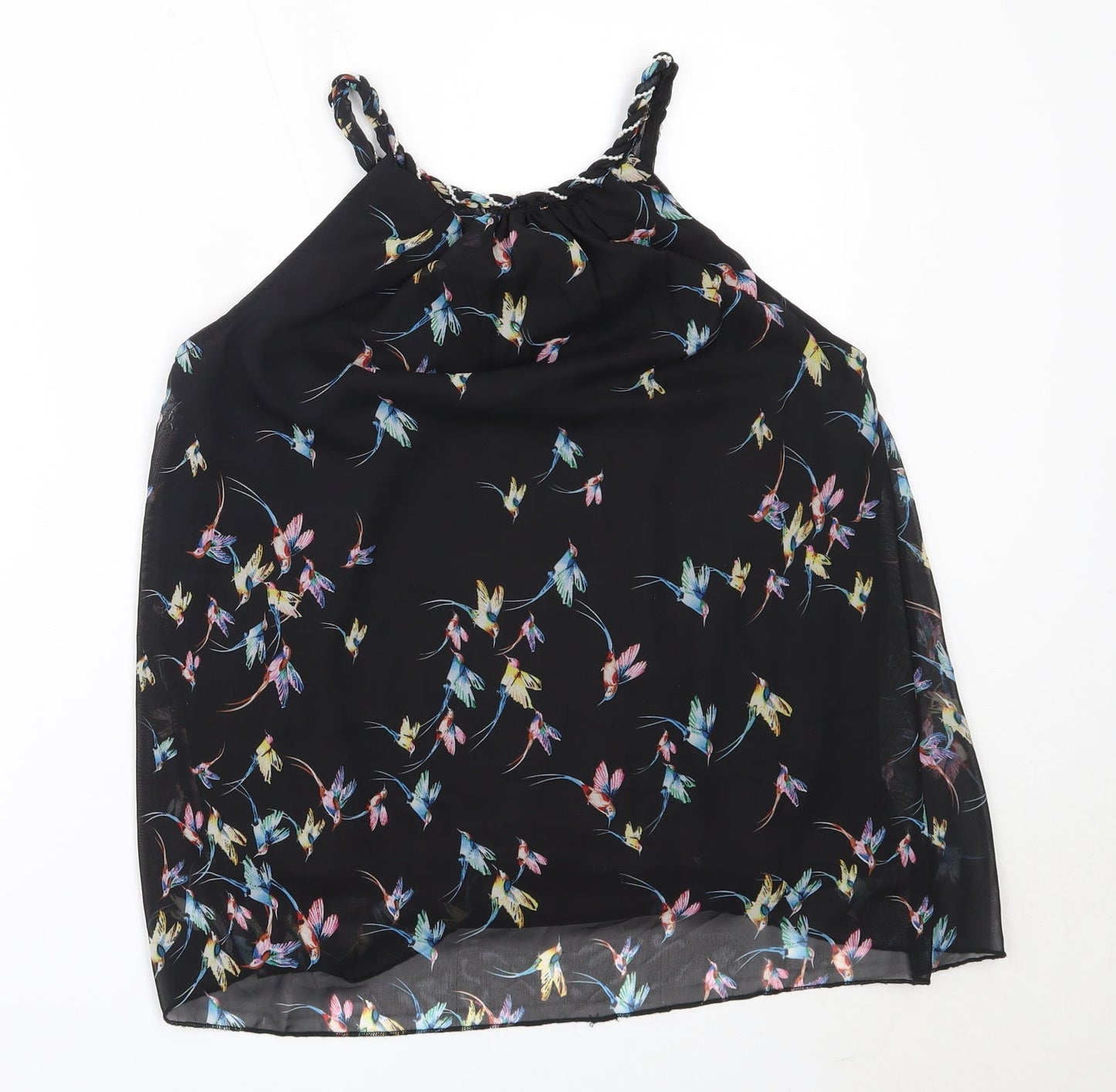 Izabel London Womens Black  Polyester Basic Blouse Size 10 Round Neck