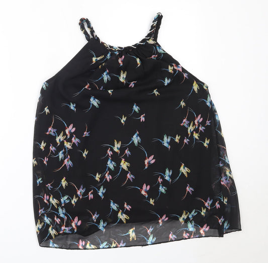 Izabel London Womens Black  Polyester Basic Blouse Size 10 Round Neck