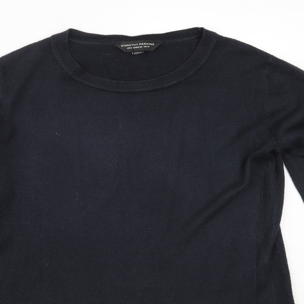 Dorothy Perkins Womens Blue Round Neck  Acrylic Pullover Jumper Size 10