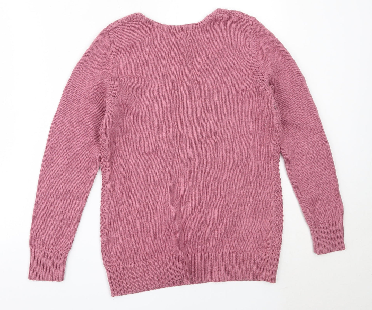 Kenar Womens Pink V-Neck  Cotton Pullover Jumper Size L