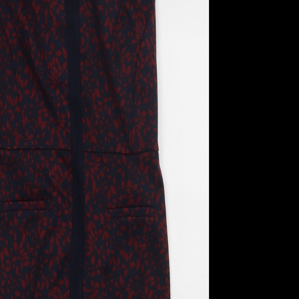 sainsburys Womens Red Geometric Polyester Bodycon  Size 12  V-Neck Pullover