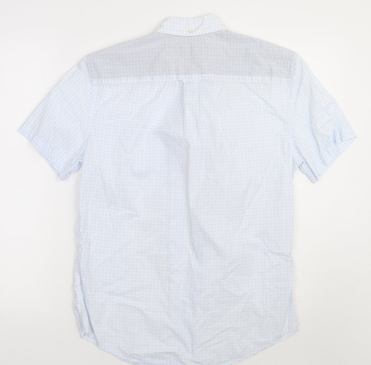 NEXT Mens Blue Geometric Cotton  Button-Up Size S Collared Button