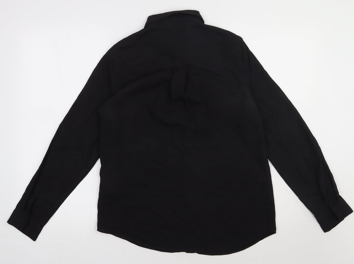 New Look Womens Black  Polyester Basic Button-Up Size 10 Collared