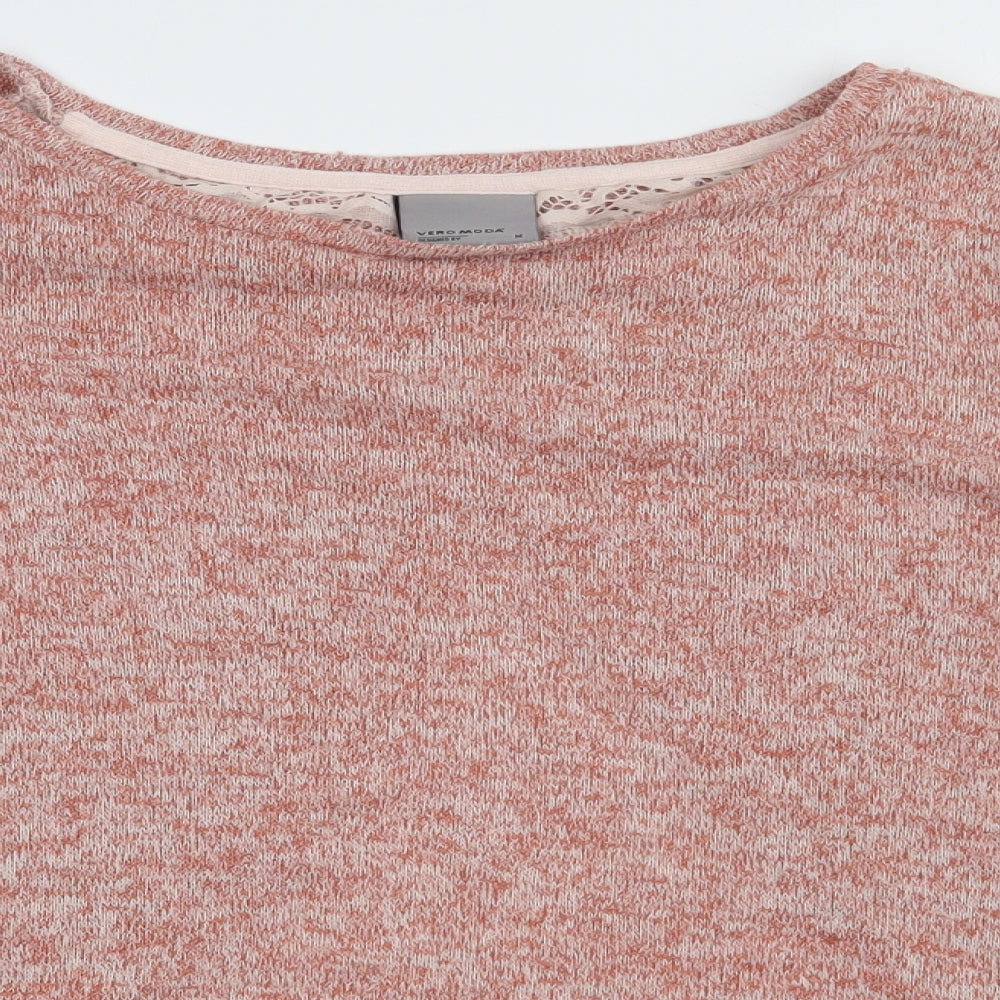 VERO MODA Womens Pink  Polyester Pullover Sweatshirt Size M  Pullover - lace detail on back