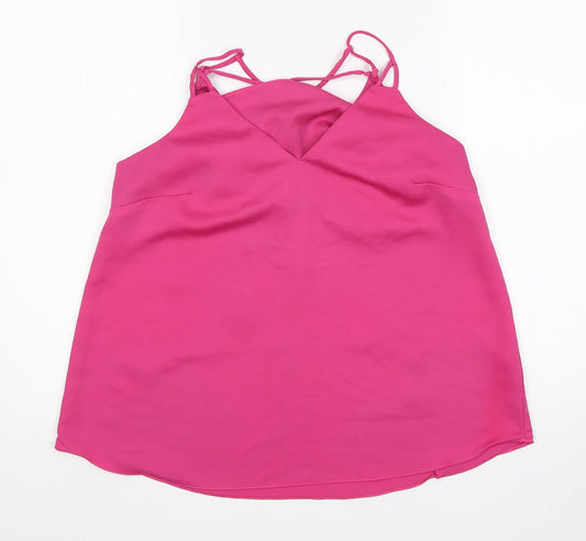 NEXT Womens Pink  Polyester Basic Blouse Size 12 V-Neck