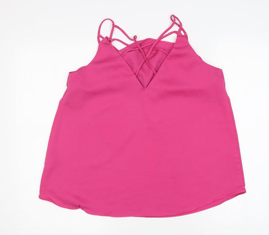 NEXT Womens Pink  Polyester Basic Blouse Size 12 V-Neck