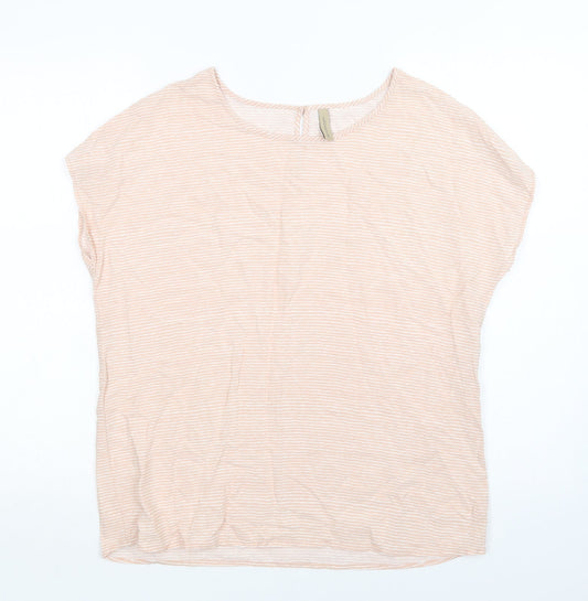 Soyaconcept Womens Pink Striped  Basic Blouse Size M Round Neck