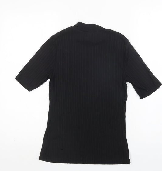 H&M Womens Black  Polyester Basic Blouse Size S Mock Neck