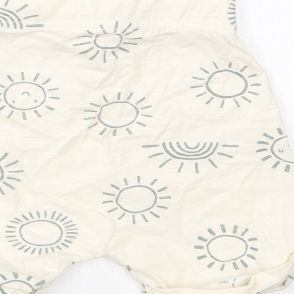 Nutmeg Baby Ivory Geometric Cotton Jogger Trousers Size 0-3 Months  Drawstring