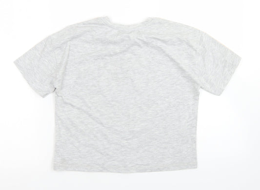 George Girls Grey  Polyester Basic T-Shirt Size 12 Years Crew Neck