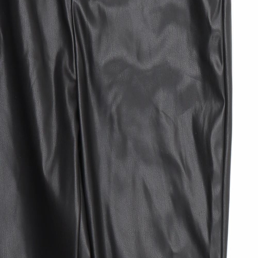 Missguided Womens Black  Polyurethane Carrot Trousers Size 10 L28 in Regular Zip