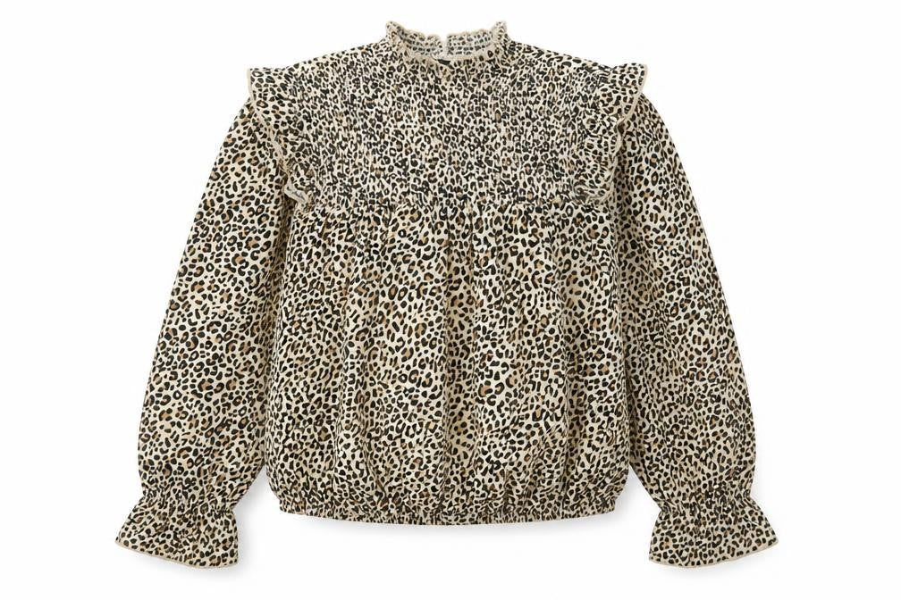 Dorothy Perkins Womens Beige Animal Print Polyester Basic Blouse Size 6 Mock Neck - Leopard print