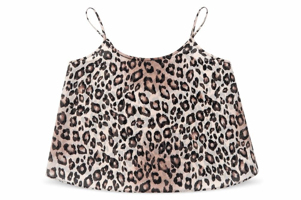 Topshop Womens Beige Animal Print Polyester Camisole Blouse Size 10 Round Neck - Leopard print