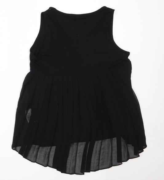 NEXT Womens Black  Viscose Basic Blouse Size 12 V-Neck