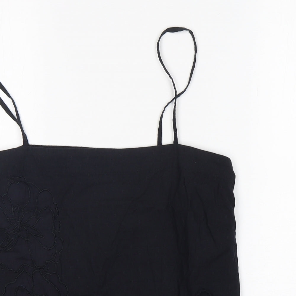 GreatPlains Womens Black  Cotton Basic Tank Size M Off the Shoulder